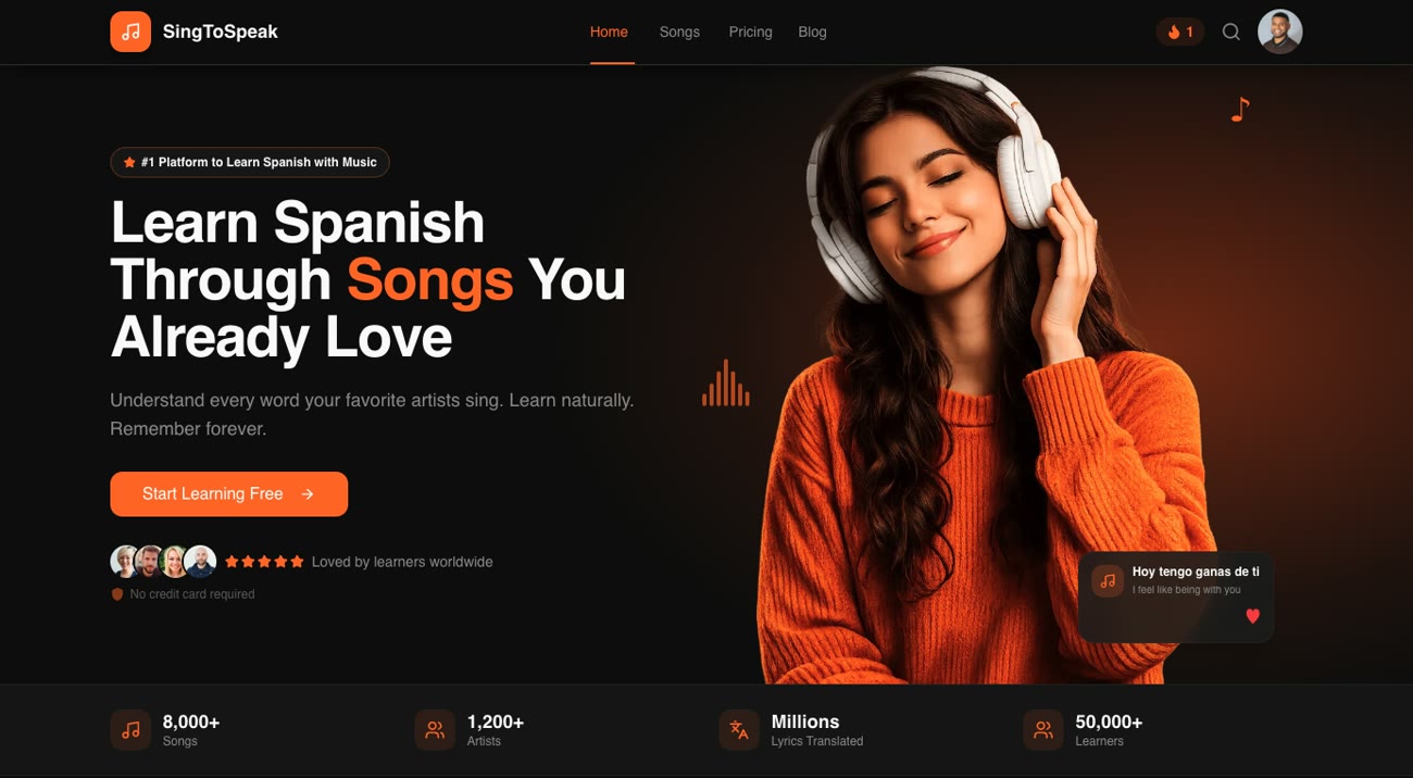 SingToSpeak — Learn Spanish through the songs you already love